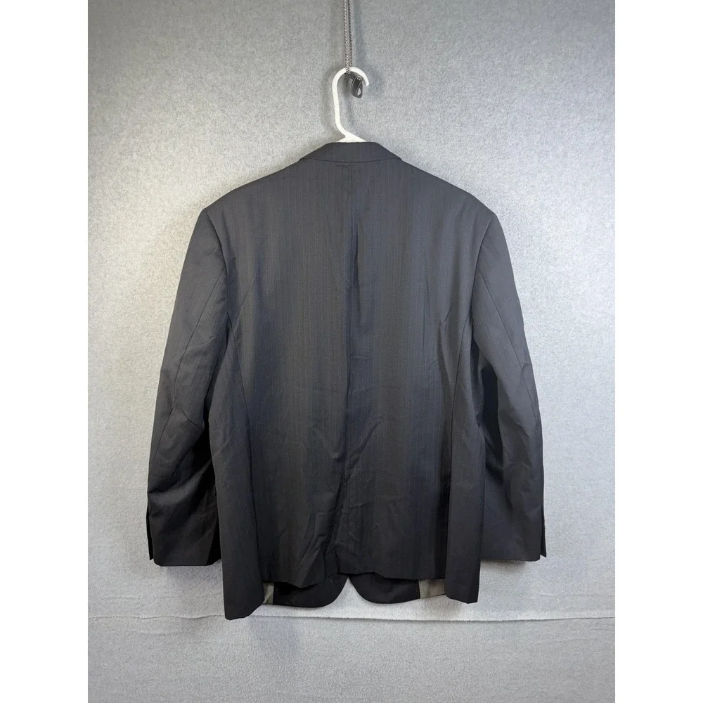 Pronto Suit Mens‎ 44R Black Pinstripe Wool Blend Two Piece Jacket Pants 38x28